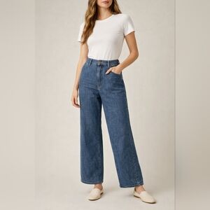 Poetry Hemp Organic Cotton Wide Leg Jeans Size US 4 Blue Sustainable Denim